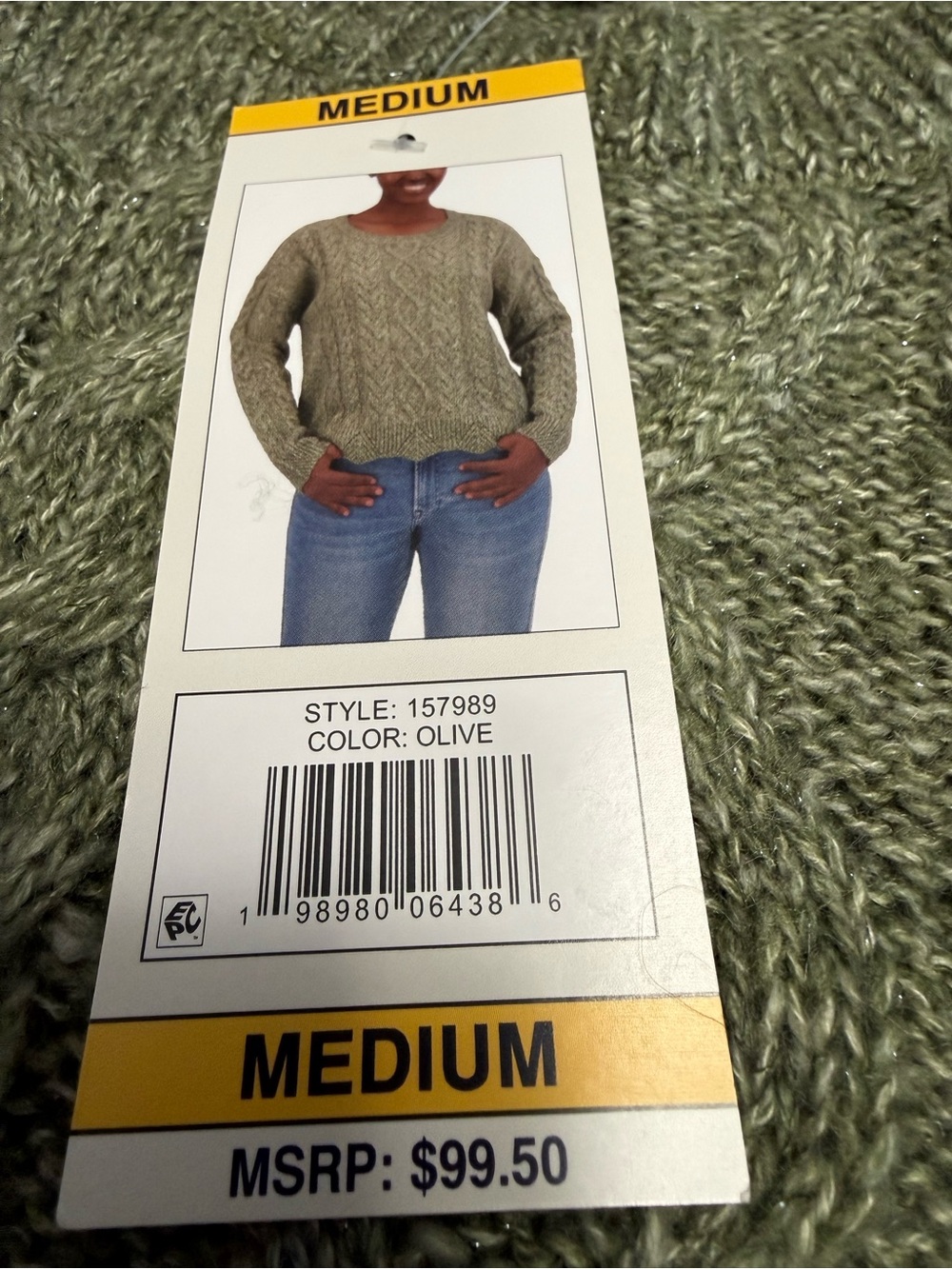 Lucky Brand Long Sleeve Cable Knit Crew Neck Sweater . NWT. Size Medium. - Picture 4 of 7